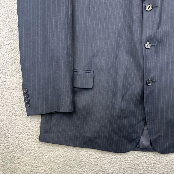 Kilburne Finch Blazer Mens 52R Blue Striped 3 Button Wool Blend Business Jacket - Picture 4 of 14